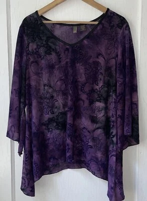 SereNade New York Top Size 1X Petite Purple Y2k Whimsygoth Witchy Velvet - Image 1 of 4