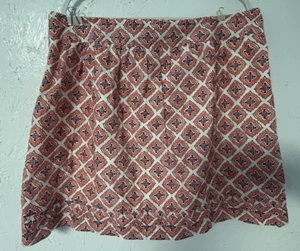Ann Taylor Loft Women 16 White Orange Blue Purple Pleated Cotton Skirt FLAWED - Picture 1 of 12