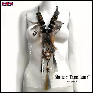 Collar Colgante Étnica Primitiva Tribal Shuar Joyería Tsantsa Cuentas Muñeca - Imagen 1 de 24