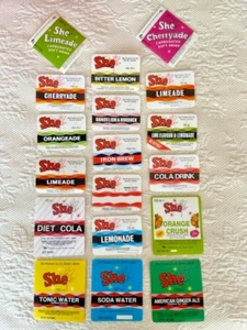 Posten 18 alte Vintage - SHE - FAIRY - Sodaflaschen Papier Etiketten - alle verschieden - Bild 1 von 19
