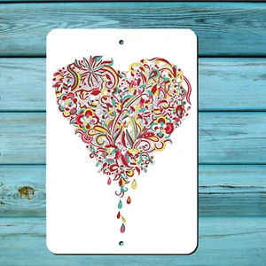 Heart of Flowers metal sign - Wall Decor - Art - She Shed - Man Cave - Valentine - Bild 1 von 1