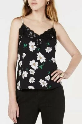 Camisola Bar III Top Encaje Estampado Floral Mujer Negra Talla L NUEVA NUEVA CON ETIQUETAS Foto 1 de 4