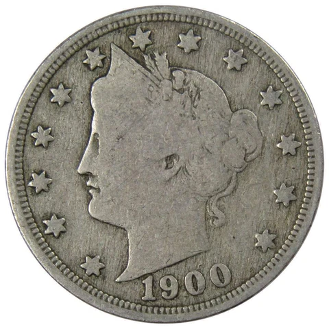 1900 Liberty Head V Nickel 5 Cent Piece AG About Good 5c US Coin Collectible Cover