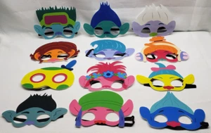 TROLLS Felt Party Dress-Up Costume Masks Birthdays Game Parties QTY of 12 - Picture 1 of 6