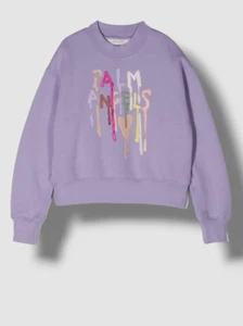 $365 Palm Angels Girls Purple Long Sleeve Dripping Palm Sweater Size 4 - Picture 1 of 4