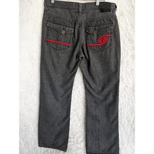 Enyce Wide Leg Jeans Mens 36 Black Red Y2K Hip Hop Streatwear Skater - Picture 1 of 9