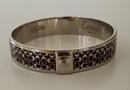 Bracciale Coach Signature C argento e smalto bordeaux 2 1 2 pollici