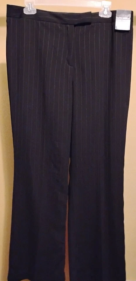NUEVO CON ETIQUETAS $50 Geoffrey Beene Negro Rayas Pierna Recta Forrado Pantalón Vestido Pantalones Talla 14 Foto 1 de 1