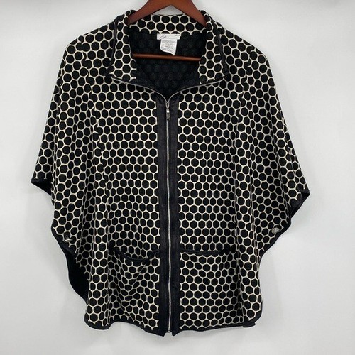 OFF WHITE Zoe Michael Phillips poncho giacca donna media nero panna full zip