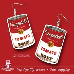 All American Food Icon Jewelry--Campbell Soup Earrings - Picture 1 of 2