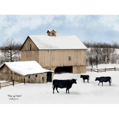 Billy Jacobs Canvas Print  "BLACK AND WHITE"  12"x16" -- Primitive Country Farm - Image 1 of 2