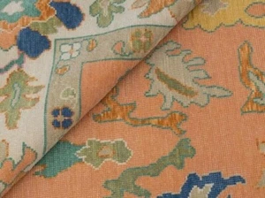 Oushak Hand-knotted Lt.Orange Turkish Contemporary Rugs for living area & office - Picture 1 of 11