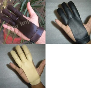 TRADITIONAL ARCHERY SHOOTING LEATHER GLOVE TOP QUALITY GLOVE 100% REAL LEATHER  - Picture 1 of 10