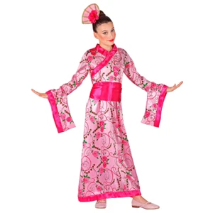 COSTUME CARNEVALE PRINCIPESSA ASIATICA KIMONO COPRICAPO 4/13 ANNI TRAVESTIMENTO - Foto 1 di 4