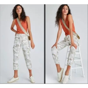 Anthropologie Sanctuary Camo Leinen Cargo Hose Stretch Taille Kordelzug Gr. XS - Bild 1 von 9