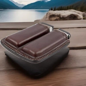 IWB/OWB Genuine Leather Magazine Pouch for .380 9mm Pistol Gun Double Mag Holder - Picture 1 of 10