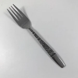 Vtg HANFORD FORGE Stainless "SPRING LAKE" SALAD FORK 6-3/4" MCM Textured FLORAL - Picture 1 of 2