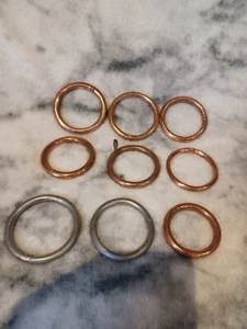 Vintage set of 7 copper and 2 steel Hiatt’s Wrought Bull Cow Nose Ring Cattle - Picture 1 of 7