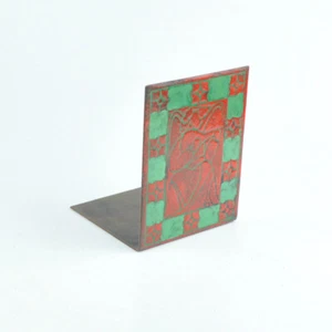 Buchstütze Kupfer - Emaile - emailliert - Engel - rot / grün - Vintage Bookend - Bild 1 von 5