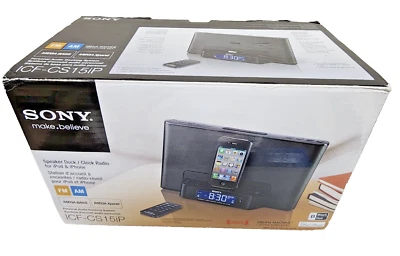 Sony Clock Radio ICF-CS15iP Speaker Dock For IPod & IPhone Dream Machine Remote - Image 1 of 3