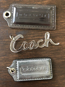 Coach Vintage Hang Tags Plastic Silver Clear Lot Of 3 Key Ring Chain
