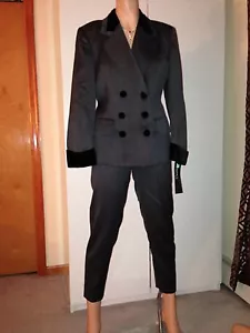 MASKA ITALIAN DESIGNER GORGEOUS GRAY PANT SUIT JACKET BLAZER SIZE 42 / M / 8 NWT - Picture 1 of 12