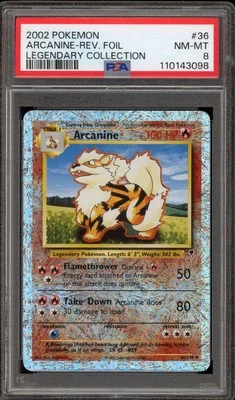 Pokemon Arcanine Legendary Coll. Reverse Holo Rare #36 PSA 8 - Image 1 of 2