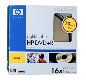 HP LightScribe DVD+R 16x 4.7GB 120min 8 Disc Open Box (10pk Missing 2) - Photo 1/1