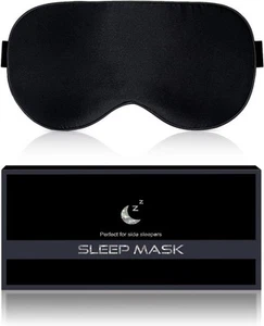 Silk Sleep Mask for Women - Soft Breathable Organic Natural Mulberry Black  - Picture 1 of 7
