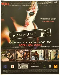 Vintage Print Ad 2003 Manhunt PS2 Xbox Rockstar Horror Original Promo Poster Art - Picture 1 of 4