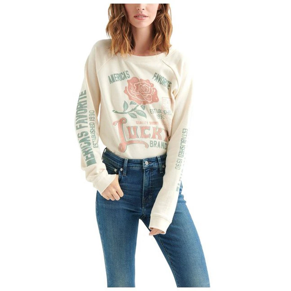 Sudadera Pullover Lucky Brand Para Mujer Lucky Rose, Crema, S Foto 1 de 1