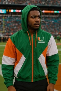 NEW WEAR University of Miami Hurricanes Windbreaker Size Medium - MSRP $99.99 - Picture 1 of 4