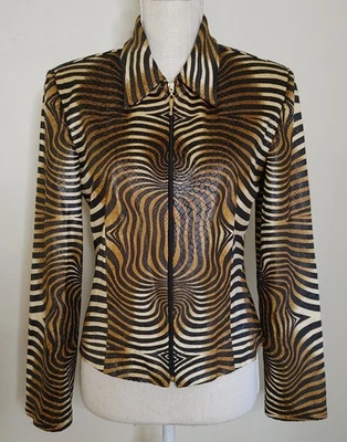Vintage Joseph Ribkoff Faux Snakeskin Zip Jacket sz 6 Canada Union Style 12406 - Image 1 of 4