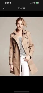 Gabardina Banana Republic para mujer color tostado con volantes talla mediana M impermeable - Imagen 1 de 10