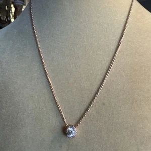 PANDORA 14K Rose Gold Plated Round Sparkle Halo Necklace 18 Inches ALE MET - Picture 1 of 12