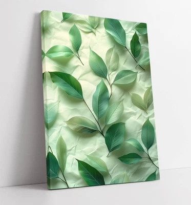 BEAUTIFUL GREEN LEAVES -DEEP FRAMED CANVAS WALL ART PRINT - Image 1 of 2