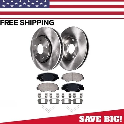 Kit de rotores de freno de disco delanteros y pastillas de freno de cerámica para Honda Pilot 2003-2008 Foto 1 de 4