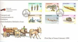 ZIMBABWE, 1990 3RD DEVINATIVES, TRANSPORT & COMMUNICATION, ILLUST FDC. - Imagen 1 de 1