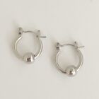 Silver Hoop Earrings for Women Girl Single Bead Small