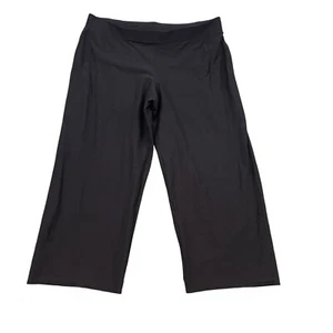 Eileen Fisher Sz L Pants Black Washable High Waist Pullon Wide Leg Crop - Picture 1 of 14