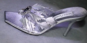 NIB Santini Mavardi Miami Jada silk silver pumps 39 9 7 sandals heels medium b m - Picture 1 of 8