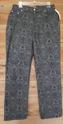 Pantalones de mezclilla de fiesta St Johns Bay elásticos 12 flocados azul marino o marrón elegantes NUEVO Foto 1 de 4