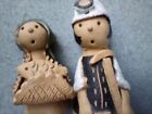 Vintage Gill Tilley Wales Pottery Candle Suffers - Miner & Woman With Fish/Baske