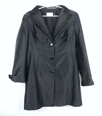 AE Elegance Paris edler Longblazer Mantel Damen Gr 38 Seide Schwarz Jacke Blazer - Bild 1 von 4