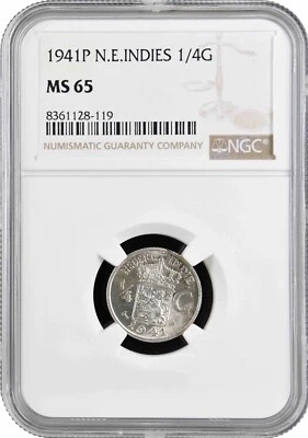 Netherlands East Indies 1/4 gulden 1941 P, NGC MS65, "Wilhelmina (1890 - 1948)" - Image 1 of 2