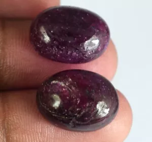 Natural Madagascar Red Ruby 30.50 Ct Oval Cabochon Gemstone Pair Certified Y2161 - Picture 1 of 6