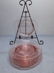 Set Of 6 Vintage Heisey Pleat & Panel 6" Flamingo Pink Plates~ Rare - Picture 1 of 5