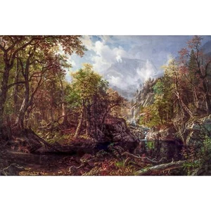 Albert Bierstadt, The Emerald Pool, 1870, Lustre Canvas Print, 24" x 36" - Picture 1 of 10
