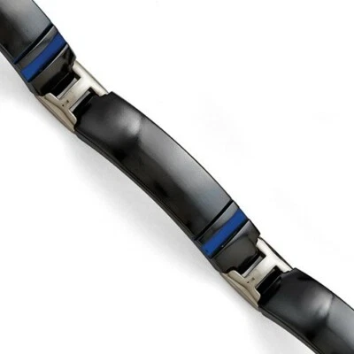 *BRAND NEW* Chisel Titanium Black Ti Polished Blue Annodized Bracelet TBB168-8 - Image 1 of 2