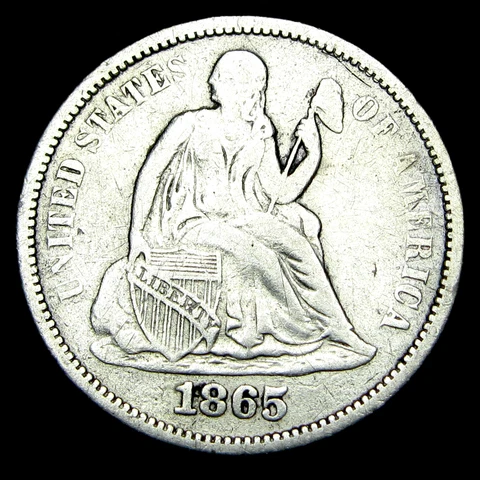 1865-S Weak S Standing Liberty Dime ---- Nice Rare Type Coin  ---- #QT915 Cover